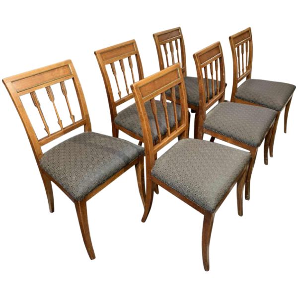 Series of 6 Etruscan Directoire d'Epoque chairs, mahogany, Georges Jacob Style