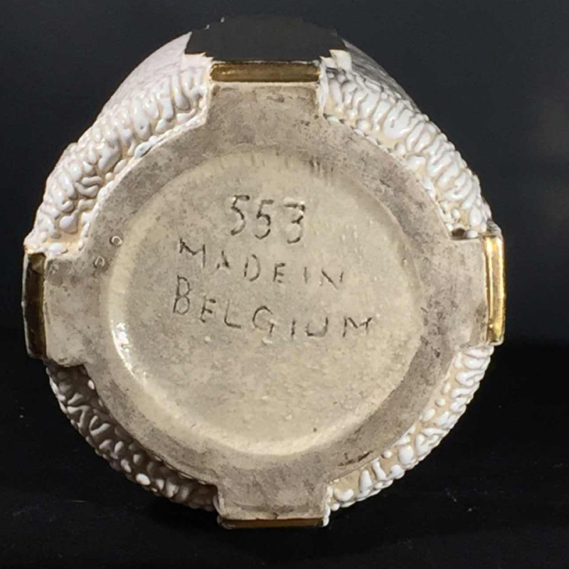 Vase moderniste Art Déco, céramique perlée et dorée "Made in Belgium" 553