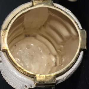 Modernistische Art Deco vaas in parel en goudkeramiek, "Made in Belgium" 553