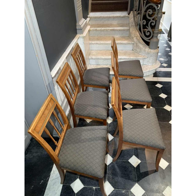 Series of 6 Etruscan Directoire d'Epoque chairs, mahogany, Georges Jacob Style
