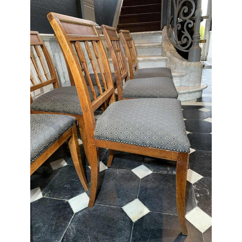 SÃ©rie de 6 chaises Ã  l'Etrusque Directoire d'Epoque, acajou, Style Georges Jacob