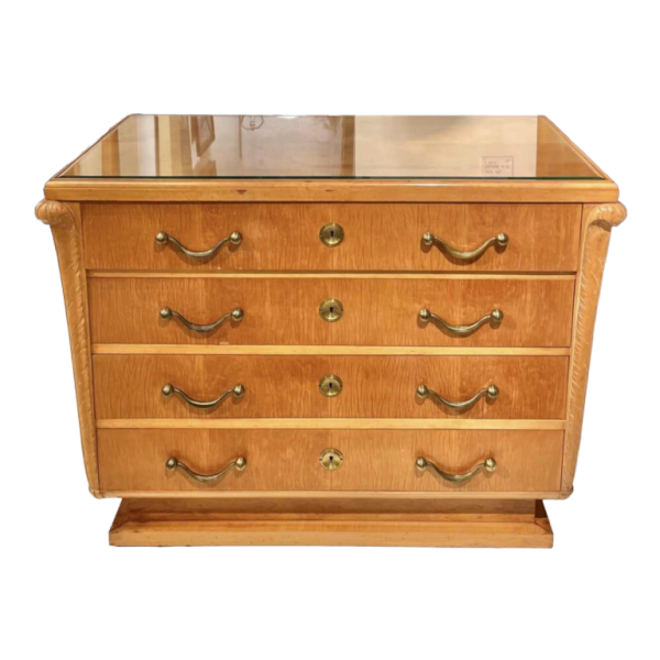 Commode Art Deco néoclassique belge en érable sycomore, ca 1935