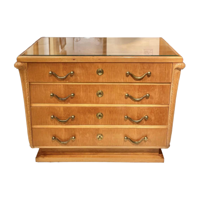 Commode Art Deco néoclassique belge en érable sycomore, ca 1935