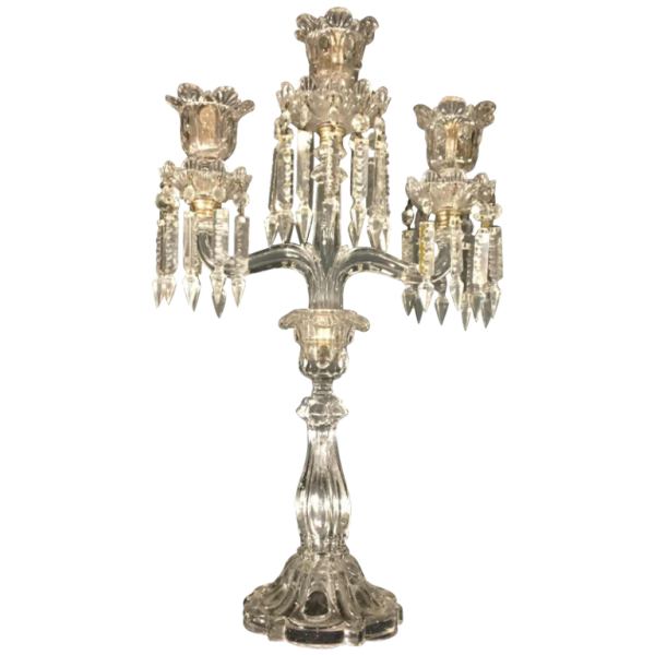 Candelabra / Girandole in Baccarat Crystal with 3 sconces, 20th century