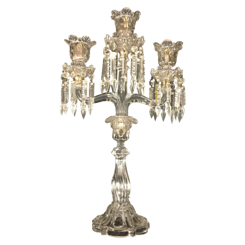 Candelabra / Girandole in Baccarat Crystal with 3 sconces, 20th century