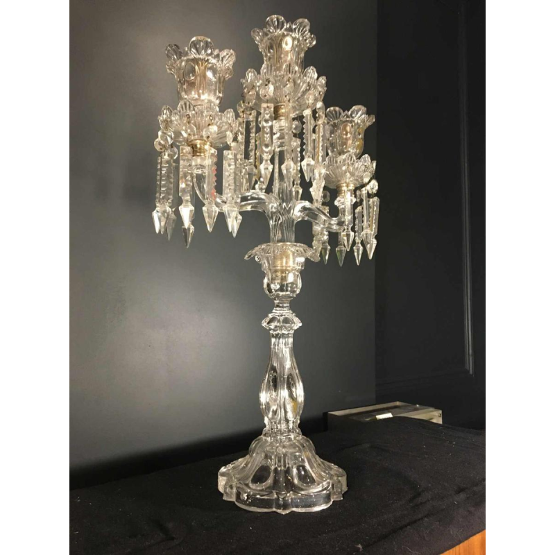 CandÃ©labre / Girandole en Cristal de Baccarat Ã  3 bras de lumiÃ¨re, 20Ã¨me siÃ¨cle