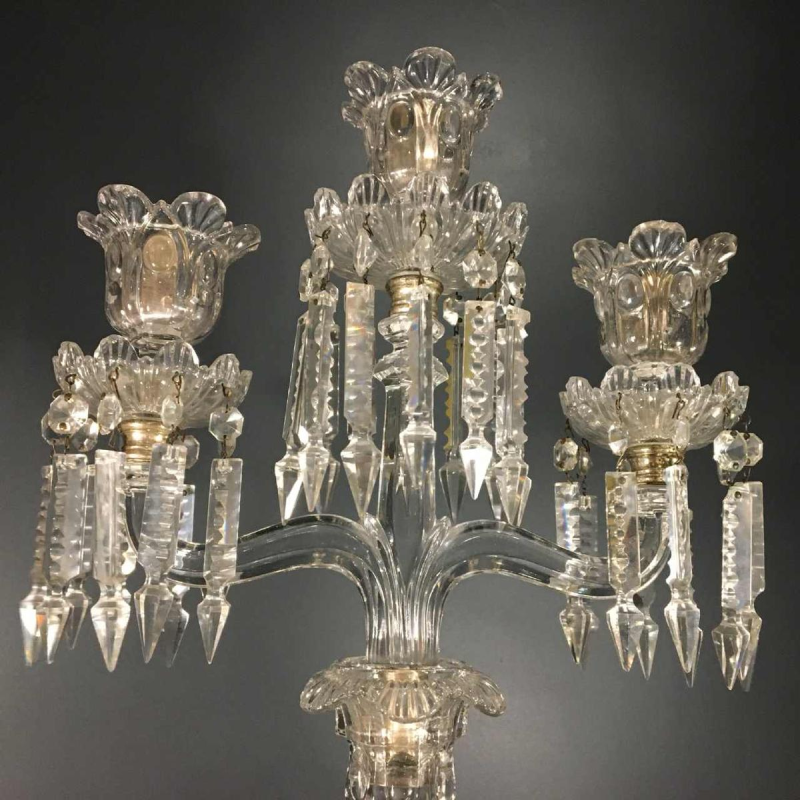 Kandelaar / Girandole, Baccarat Crystal met 3 blaker, 20ste eeuw