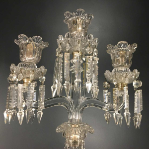 CandÃ©labre / Girandole en Cristal de Baccarat Ã  3 bras de lumiÃ¨re, 20Ã¨me siÃ¨cle