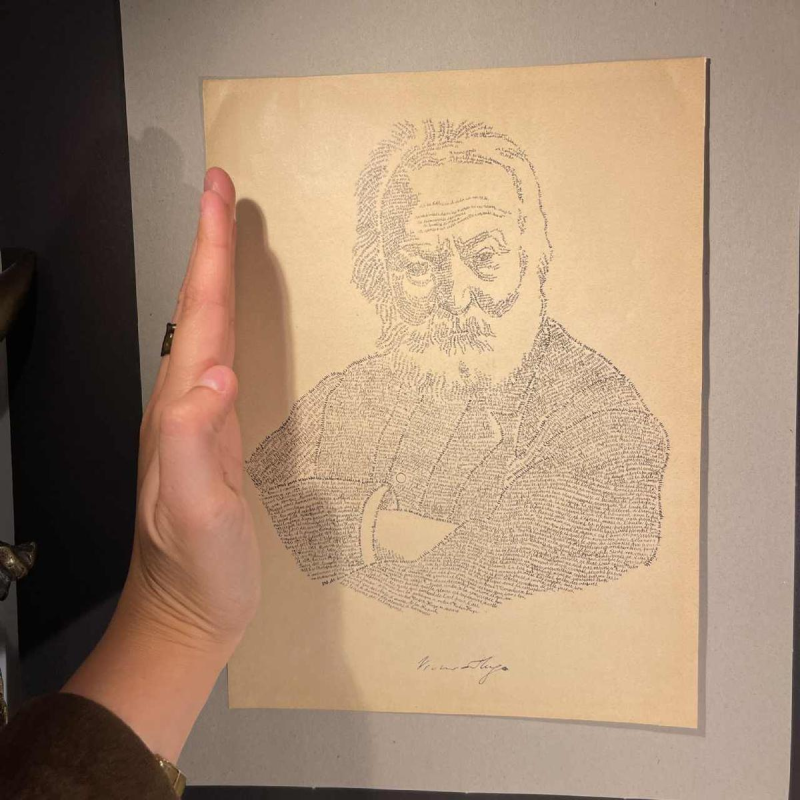 ANONYMOUS “Victor Hugo“ calligram portrait after M. Gaillard, lithograph on paper, late 19th century