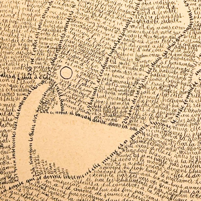 ANONYMOUS “Victor Hugo“ calligram portrait after M. Gaillard, lithograph on paper, late 19th century