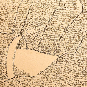 ANONIEM “Victor Hugo“-kalligramportret naar M. Gaillard, lithografie op papier, eind 19e eeuw