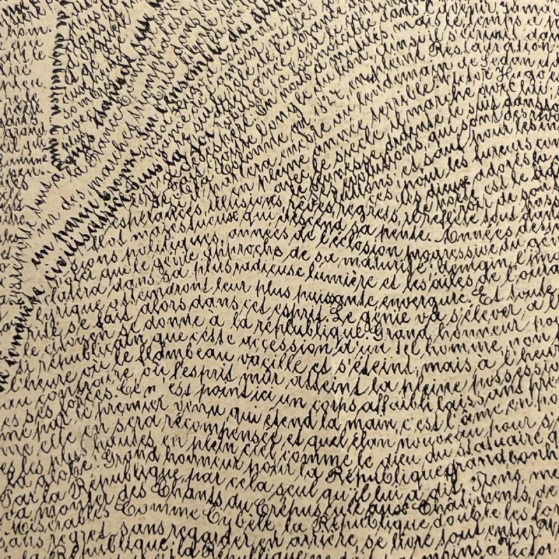 ANONIEM “Victor Hugo“-kalligramportret naar M. Gaillard, lithografie op papier, eind 19e eeuw