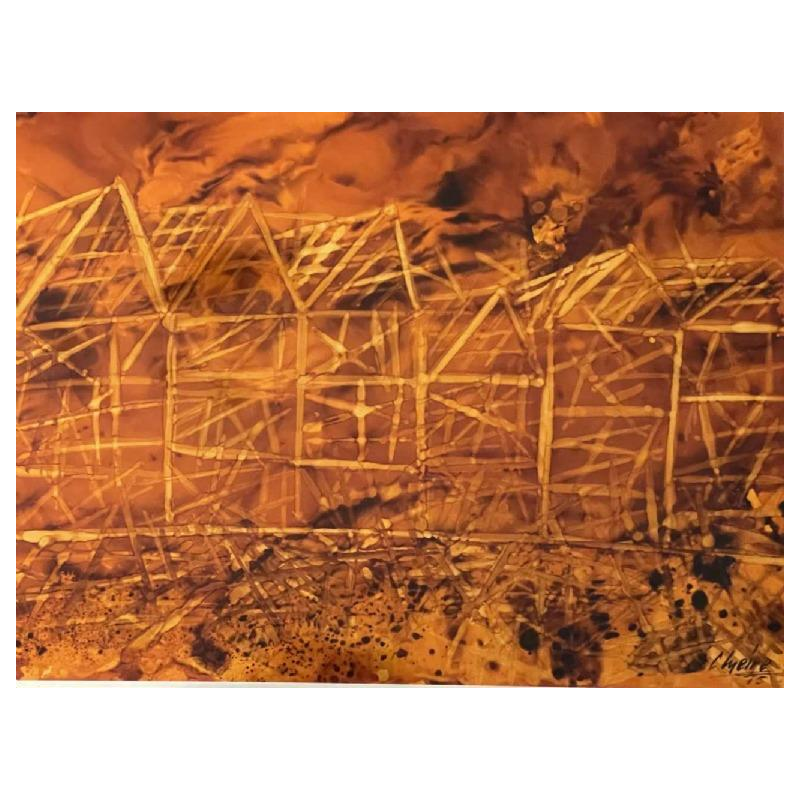 Charles MEIRE (20e s.) « Incendie XII 1975 » aluchromie 68x82 cm