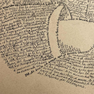 ANONIEM “Victor Hugo“-kalligramportret naar M. Gaillard, lithografie op papier, eind 19e eeuw