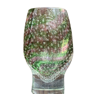 Arnaldo Zanella Murano, vase en verre bullé en spirale rose et vert, ca 1960