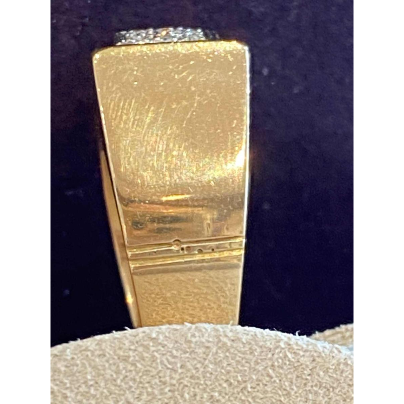 Bague Tank “à pont“ en or rose, diamants et rubis Verneuil, travail français, ca 1940