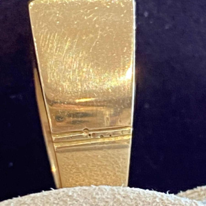 Tankring met brug in roségoud, diamanten en Verneuil-robijnen, Frans vakmanschap, ca 1940