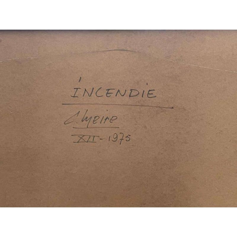 Charles MEIRE (20e s.) « Incendie XII 1975 » aluchromie 68x82 cm