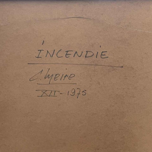 Charles MEIRE (20e s.) « Incendie XII 1975 » aluchromie 68x82 cm