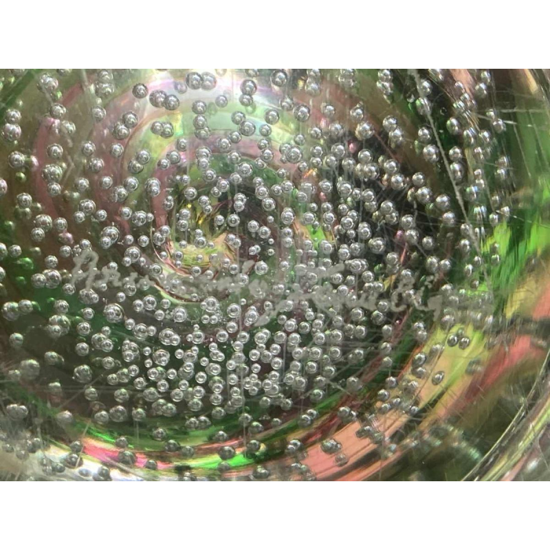 Arnaldo Zanella Murano, vase en verre bullé en spirale rose et vert, ca 1960