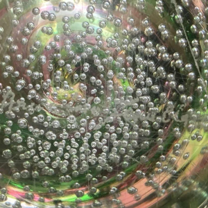 Arnaldo Zanella Murano, pink and green spiral bubble glass vase, ca 1960