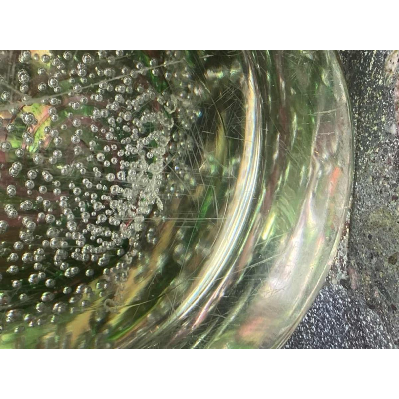 Arnaldo Zanella Murano, pink and green spiral bubble glass vase, ca 1960