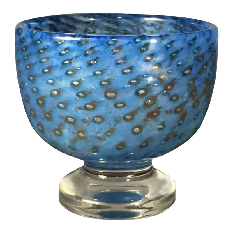 BERTIL VALLIEN pour KOSTA BODA Sweden, vase verre bleu sur piedouche 57529