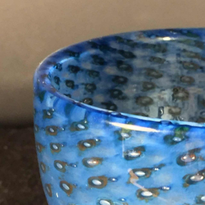 BERTIL VALLIEN for KOSTA BODA Sweden, blue glass vase on foot number 57529