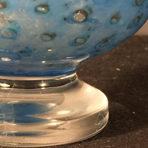 BERTIL VALLIEN for KOSTA BODA Sweden, blue glass vase on foot number 57529