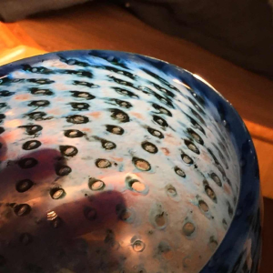 BERTIL VALLIEN for KOSTA BODA Sweden, blue glass vase on foot number 57529