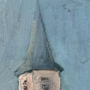 Yvonne TELLIER « Village of the Ardennes. Vresse ? » painting oil on pannel