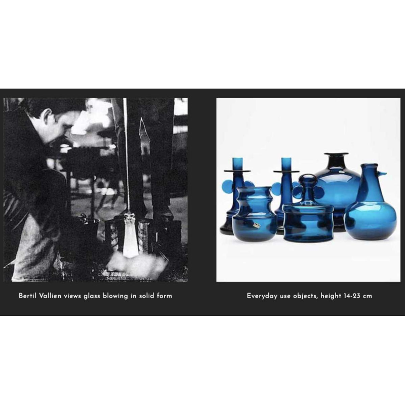 BERTIL VALLIEN for KOSTA BODA Sweden, blue glass vase on foot number 57529