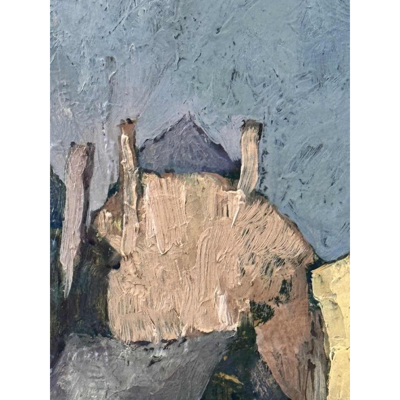 Yvonne TELLIER « Village of the Ardennes. Vresse ? » painting oil on pannel