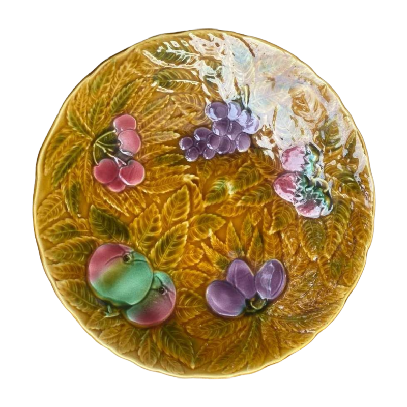 Sarreguemines grand plat barbotine art nouveau 1900