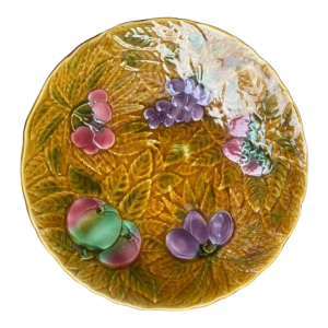 Sarreguemines grote art nouveau barbotine schotel 1900