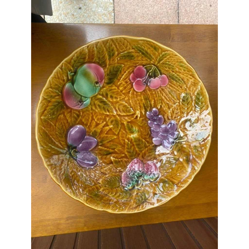 Sarreguemines large art nouveau barbotine dish 1900