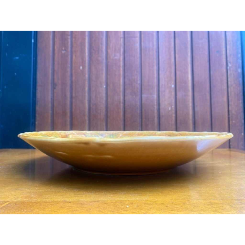 Sarreguemines large art nouveau barbotine dish 1900