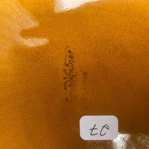 Sarreguemines grote art nouveau barbotine schotel 1900