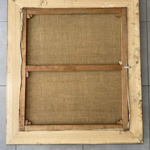 Impressionist interior scene, oil on canvas, unidentified signed painting, 20th c