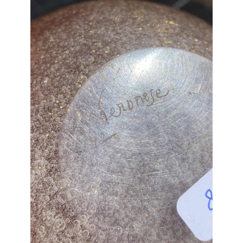 Veronese voor Murano, glazen vaas verguld met fijn goud, Italy ca 1960