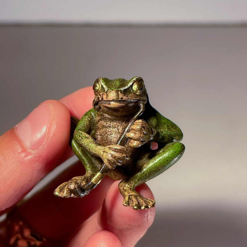 Vienna Bronze “Musician Frog” patinated bronze sculpture, ca 1900