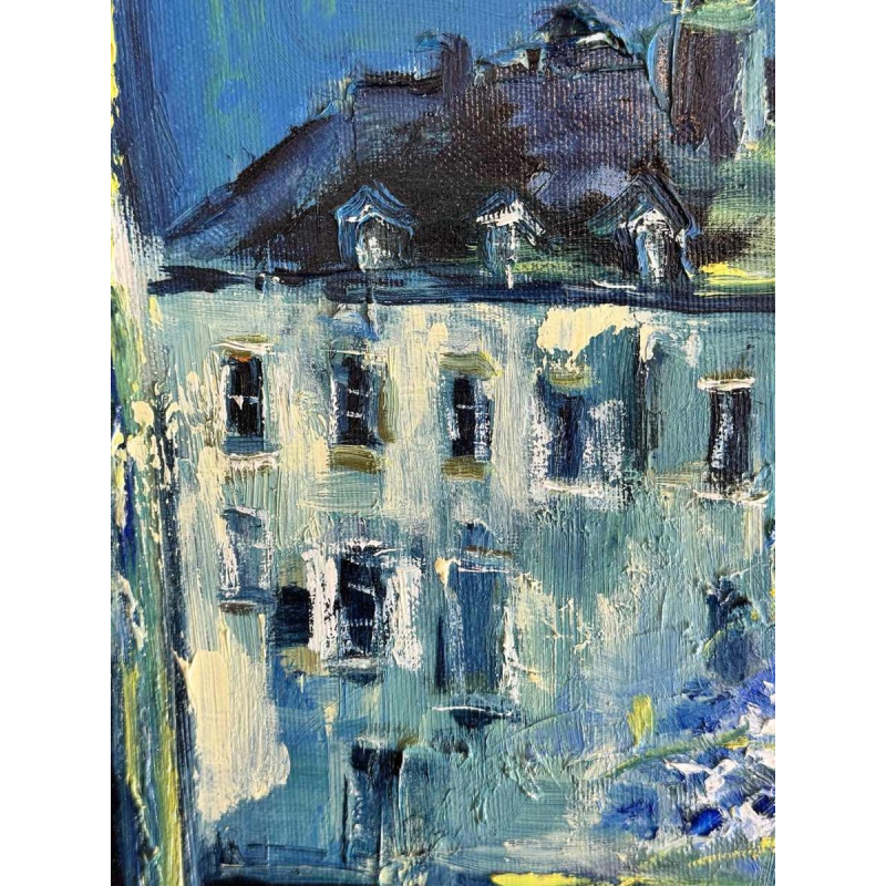 Christian BRASSEUR (1940-): Le bouquet de fleurs au clair de Lune oil