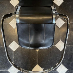 WILLY RIZZO voor CIDUE, set van 4 C2 stoelen verchroomd stalen structuur en leer