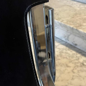 WILLY RIZZO for CIDUE, Set of 4 C2 Chairs Chromed Steel Structure Black Leather