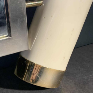 VALENTI & Co, Miroir " fausses défenses éléphant " laiton, Hollywood Regency 70s