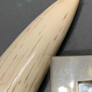 VALENTI & Co, Faux Ivory Elephant Tusk Mirror, Brass, Hollywood Regency, 1970s