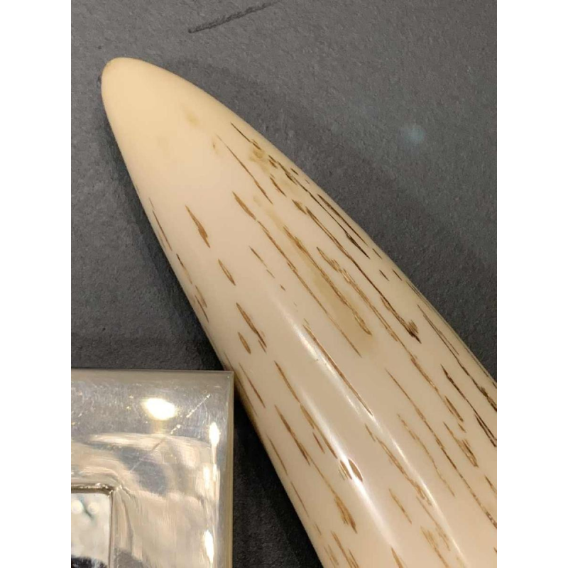 VALENTI & Co, Faux Ivory Elephant Tusk Mirror, Brass, Hollywood Regency, 1970s