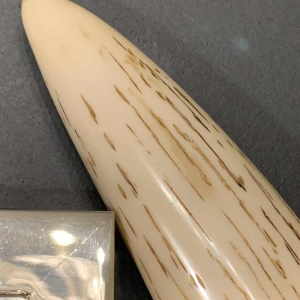 VALENTI & Co, Faux Ivory Elephant Tusk Mirror, Brass, Hollywood Regency, 1970s