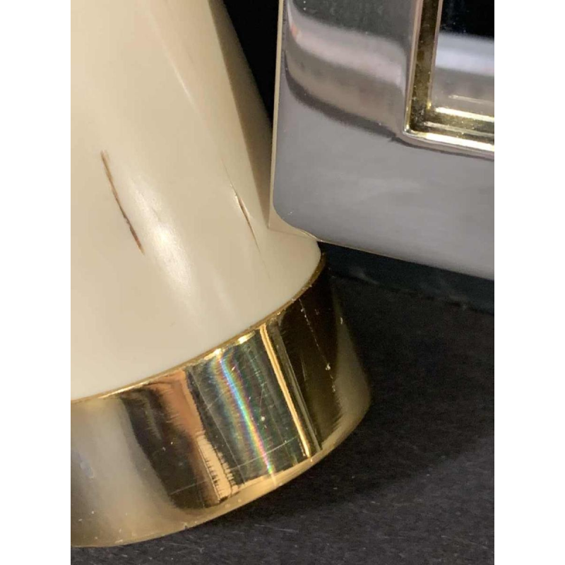 VALENTI & Co, Miroir " fausses défenses éléphant " laiton, Hollywood Regency 70s