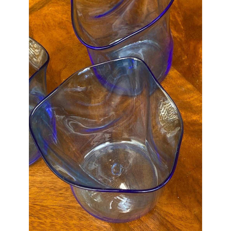 Ebba von Wachtenfelft, 7 verres et carafe en verre soufflé, Suède ca 1960